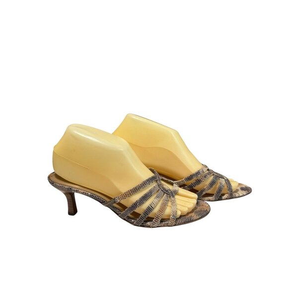 Vaneli Leather Snake Print Kitten Heel Strappy Sandals - Picture 10 of 12